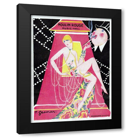 Moulin Rouge Music Hall Black Modern Wood Framed Art Print by Vintage Apple Collection