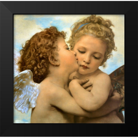 Bouguereau-Angels and cupids Black Modern Wood Framed Art Print by Vintage Apple Collection