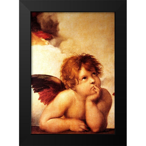 Classic Cherub Two Black Modern Wood Framed Art Print by Vintage Apple Collection