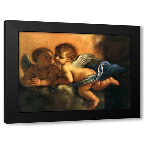 Two Angels Hands Clasped Black Modern Wood Framed Art Print by Vintage Apple Collection