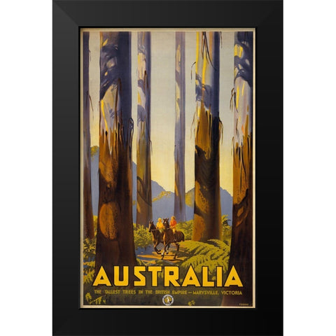 Australia Trees Black Modern Wood Framed Art Print by Vintage Apple Collection