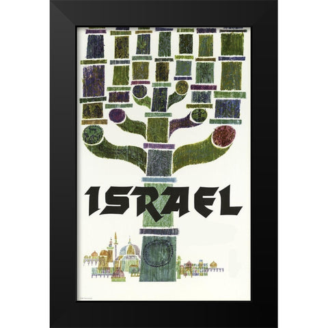 Israel Travel Black Modern Wood Framed Art Print by Vintage Apple Collection