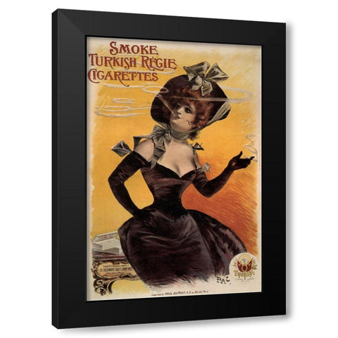 Turkish Regie Cigs France1898 Black Modern Wood Framed Art Print with Double Matting by Vintage Apple Collection