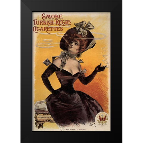 Turkish Regie Cigs France1898 Black Modern Wood Framed Art Print by Vintage Apple Collection