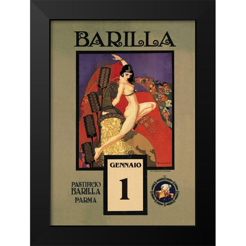 Barilla Black Modern Wood Framed Art Print by Vintage Apple Collection