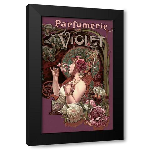 Parfumerie Violet Black Modern Wood Framed Art Print with Double Matting by Vintage Apple Collection
