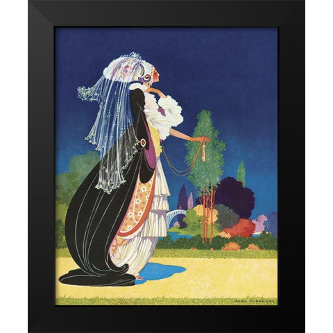 Art Nouveau Veil Black Modern Wood Framed Art Print by Vintage Apple Collection
