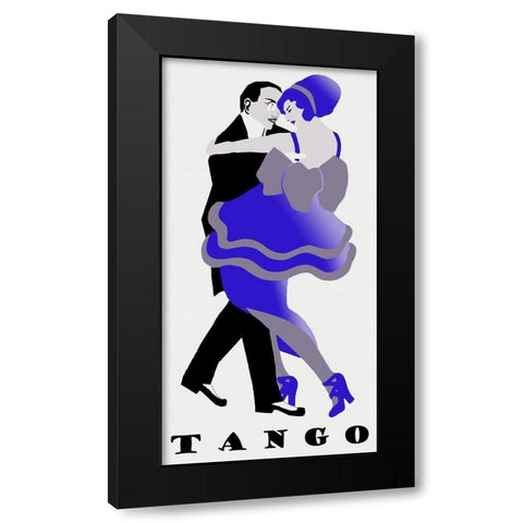 Blue Tango Black Modern Wood Framed Art Print with Double Matting by Vintage Apple Collection