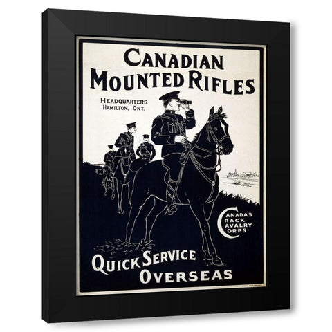 Canadian Mounties Black Modern Wood Framed Art Print with Double Matting by Vintage Apple Collection