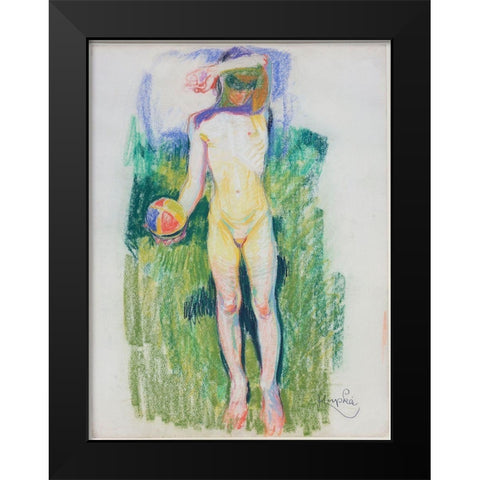 Frantisek Kupka - Girl with a Ball Black Modern Wood Framed Art Print by Vintage Apple Collection