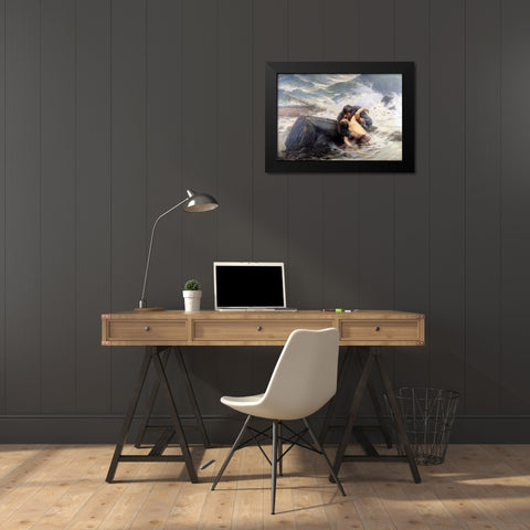 Guillou - Farewell Sun Black Modern Wood Framed Art Print by Vintage Apple Collection
