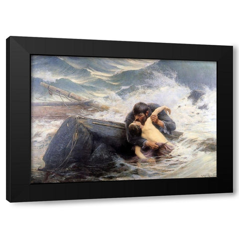 Guillou - Farewell Sun Black Modern Wood Framed Art Print with Double Matting by Vintage Apple Collection