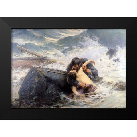 Guillou - Farewell Sun Black Modern Wood Framed Art Print by Vintage Apple Collection