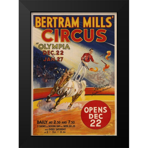 Bertram Mills Circus Black Modern Wood Framed Art Print by Vintage Apple Collection