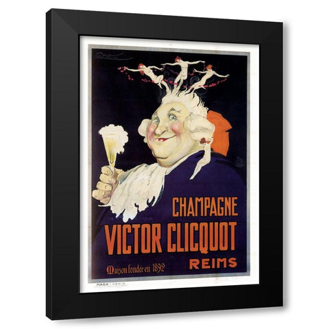 Champagne Cliquot Black Modern Wood Framed Art Print with Double Matting by Vintage Apple Collection