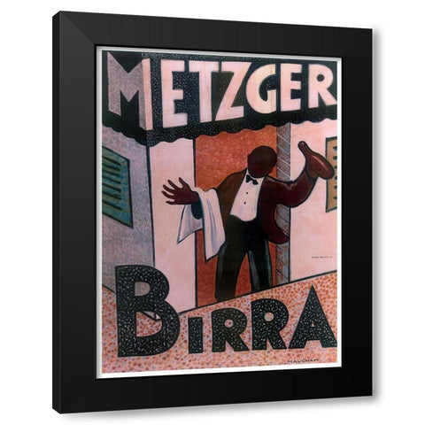 Metzger Birra Black Modern Wood Framed Art Print with Double Matting by Vintage Apple Collection