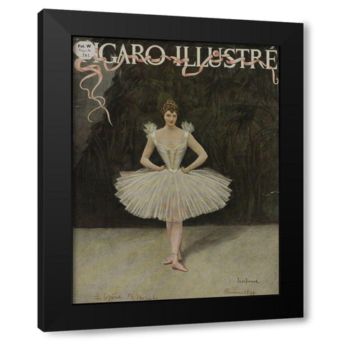 Figaro Illustre Ballerina Black Modern Wood Framed Art Print by Vintage Apple Collection