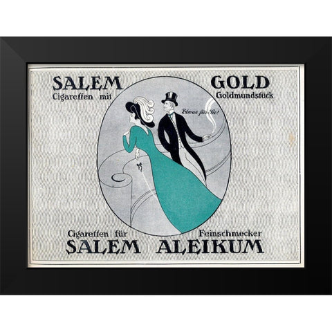 Gold Cigaretten Black Modern Wood Framed Art Print by Vintage Apple Collection
