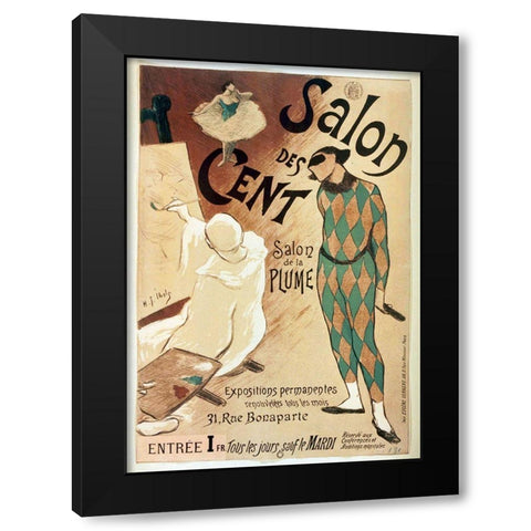 Salon Des Cent Harlequin Black Modern Wood Framed Art Print by Vintage Apple Collection