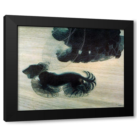 Dog On A Leash Black Modern Wood Framed Art Print with Double Matting by Vintage Apple Collection