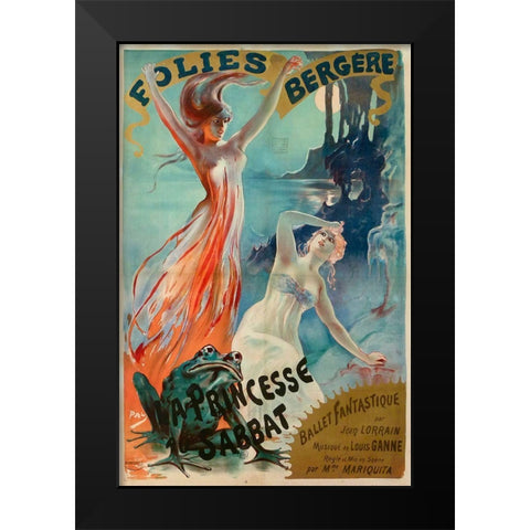 Folies Bergere Pal Black Modern Wood Framed Art Print by Vintage Apple Collection