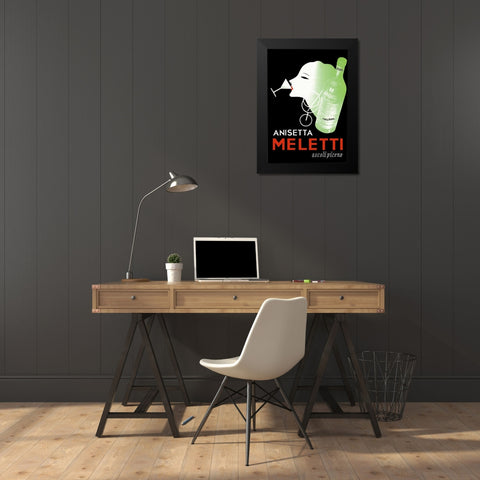 Meletti Anisette Black Modern Wood Framed Art Print by Vintage Apple Collection