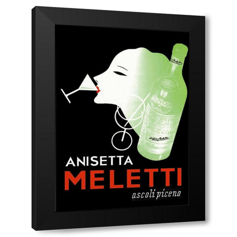 Meletti Anisette Black Modern Wood Framed Art Print by Vintage Apple Collection