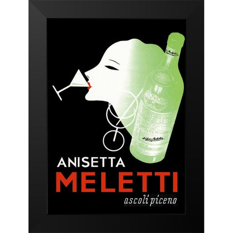 Meletti Anisette Black Modern Wood Framed Art Print by Vintage Apple Collection