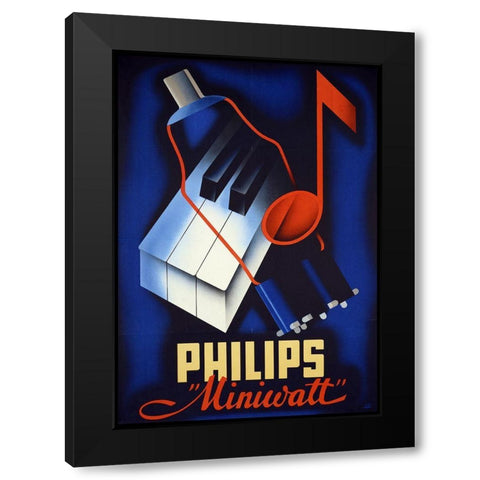 Miniwatt Black Modern Wood Framed Art Print by Vintage Apple Collection