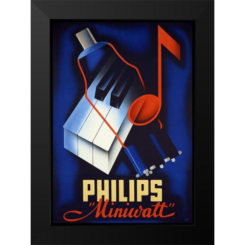 Miniwatt Black Modern Wood Framed Art Print by Vintage Apple Collection