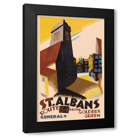 Saint Albans London Black Modern Wood Framed Art Print by Vintage Apple Collection
