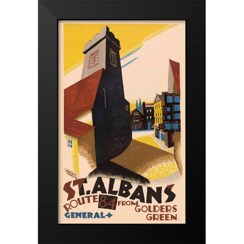 Saint Albans London Black Modern Wood Framed Art Print by Vintage Apple Collection