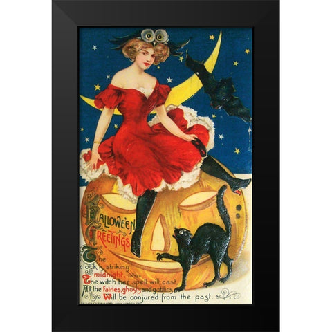 Halloween Red Dress Large.tif Black Modern Wood Framed Art Print by Vintage Apple Collection