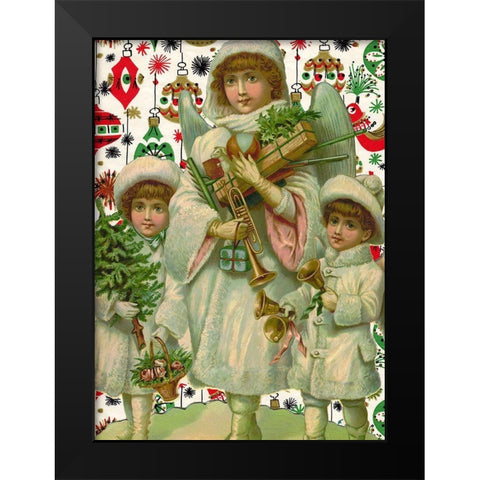 Angels Black Modern Wood Framed Art Print by Vintage Apple Collection