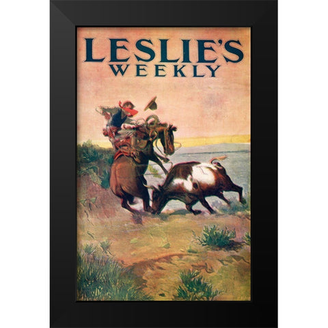 Charles Marion Russell - Leslies Weekly Black Modern Wood Framed Art Print by Vintage Apple Collection