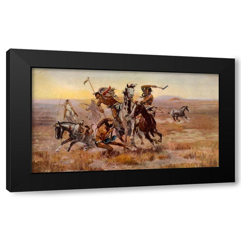 Charles Marion Russell - Souix Blackfeet Black Modern Wood Framed Art Print with Double Matting by Vintage Apple Collection