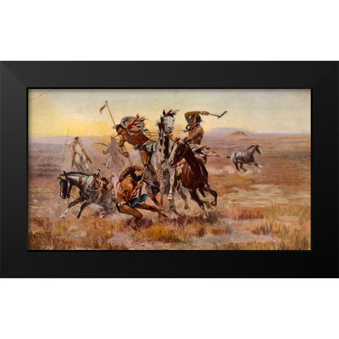 Charles Marion Russell - Souix Blackfeet Black Modern Wood Framed Art Print by Vintage Apple Collection