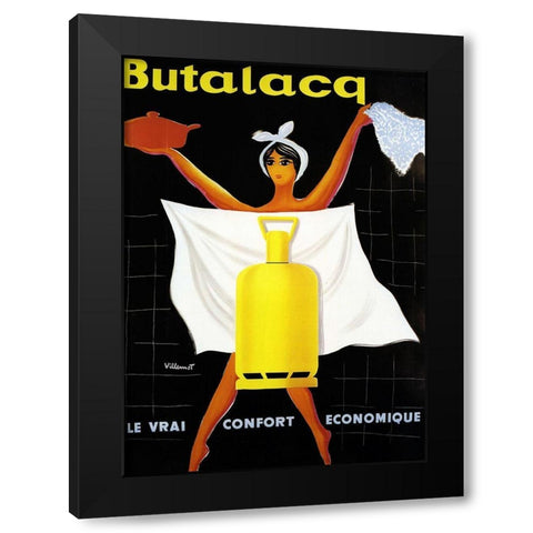 Butalaca Black Modern Wood Framed Art Print by Vintage Apple Collection