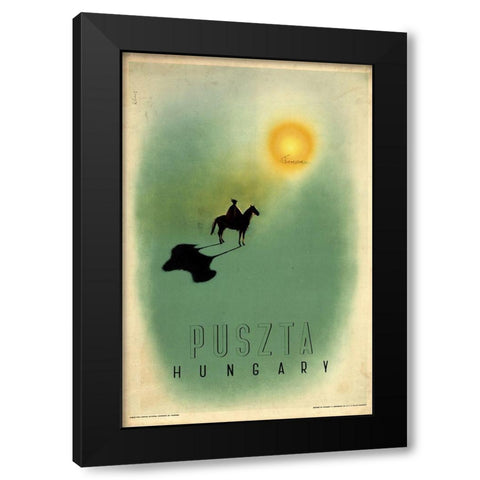 Hungary Black Modern Wood Framed Art Print with Double Matting by Vintage Apple Collection
