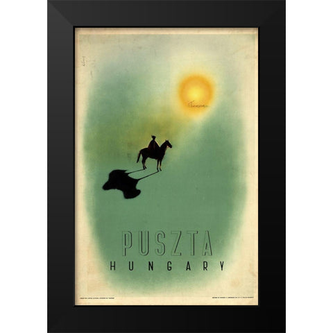 Hungary Black Modern Wood Framed Art Print by Vintage Apple Collection