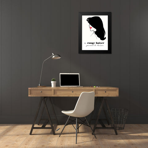 Rouge Baiser Black Modern Wood Framed Art Print by Vintage Apple Collection