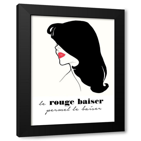 Rouge Baiser Black Modern Wood Framed Art Print by Vintage Apple Collection