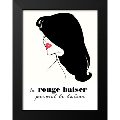 Rouge Baiser Black Modern Wood Framed Art Print by Vintage Apple Collection