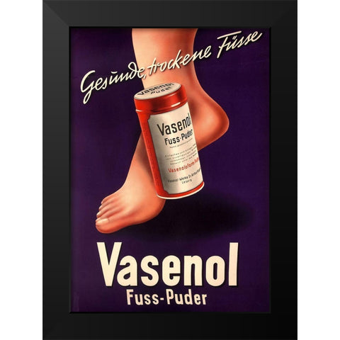 Foot Powder Black Modern Wood Framed Art Print by Vintage Apple Collection
