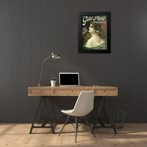 Gold Plate Black Modern Wood Framed Art Print by Vintage Apple Collection