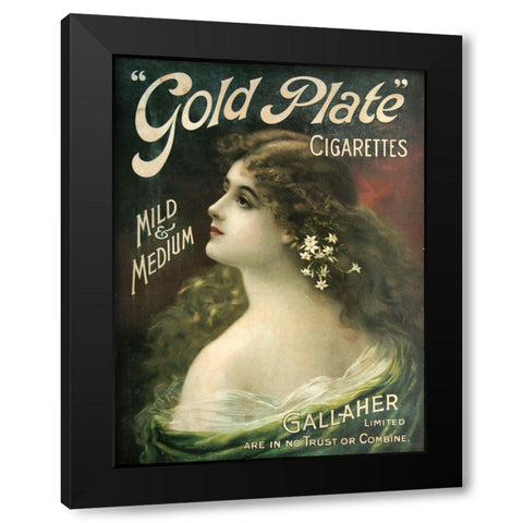 Gold Plate Black Modern Wood Framed Art Print by Vintage Apple Collection