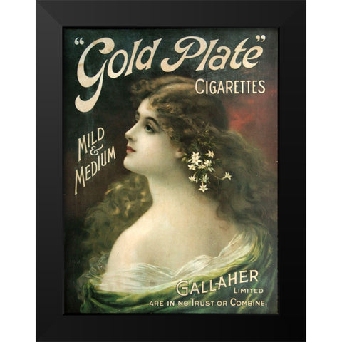 Gold Plate Black Modern Wood Framed Art Print by Vintage Apple Collection