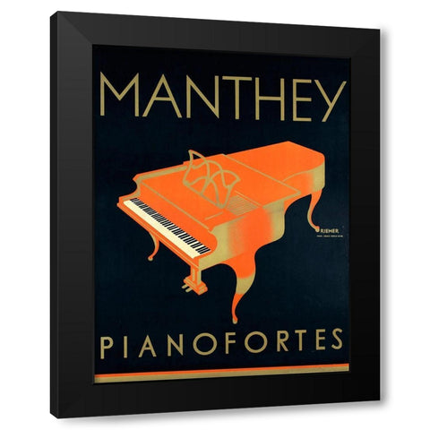 Manthey Piano Black Modern Wood Framed Art Print by Vintage Apple Collection