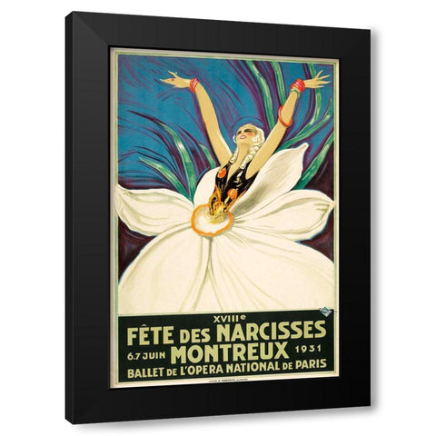 Paris Ballet Black Modern Wood Framed Art Print with Double Matting by Vintage Apple Collection