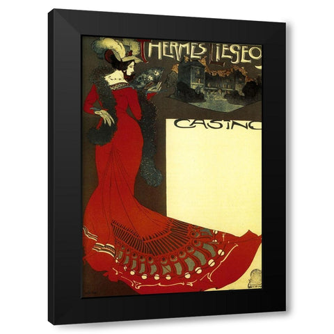 Art Nouveau Sign Black Modern Wood Framed Art Print by Vintage Apple Collection